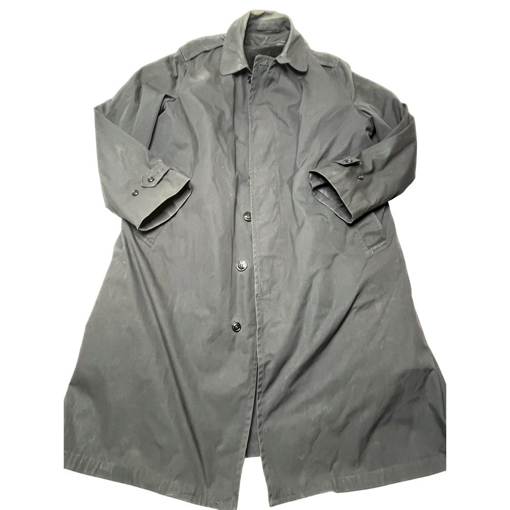 Vintage US Military All Weather‎ Trench Coat Black 46L fleece zip in  Liner